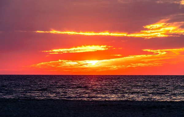 Nantucket Strand Feuer Himmel Sonnenuntergang — Stockfoto