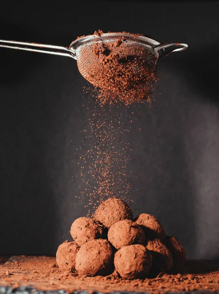 Delicious Dark Chocolate Truffles Dates — Foto Stock