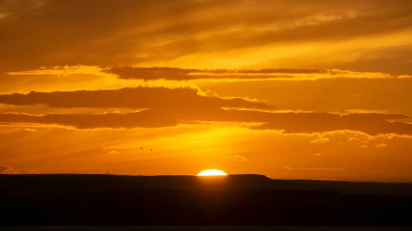 Solnedgångarna Över Havet Nära Thornwick Bay Flamborough Head East Yorkshire — Stockfoto