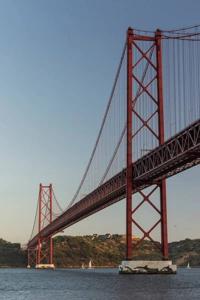 Bela Vista Para Ponte Abril Sobre Rio Tejo Hora Pôr — Fotografia de Stock