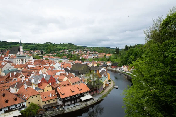 Panoramautsikt Över Landskapet Ovan Från Antenn Den Historiska Staden Cesky — Stockfoto