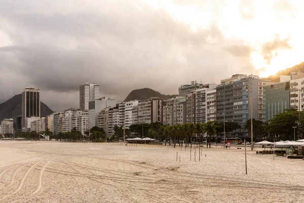 Hermosa Vista Edificios Frente Mar Playa Copacabana Río Janeiro Brasil —  Fotos de Stock