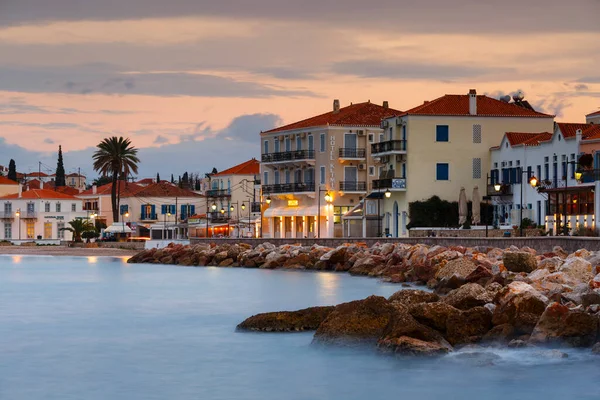 Vista Mattutina Del Villaggio Spetses Del Suo Porto Grecia — Foto Stock