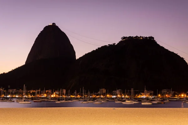 Bela Luz Sol Vista Para Montanha Pão Açúcar Vista Praia — Fotografia de Stock