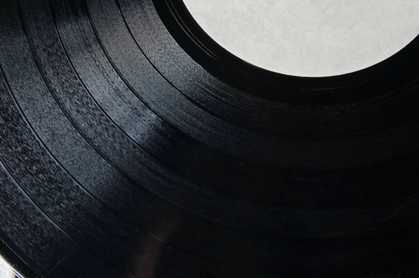 Segmento Disco Vinilo Con Etiqueta Que Muestra Textura Las Ranuras — Foto de Stock