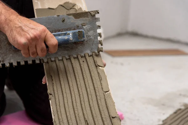 Keramische Tegels Gereedschappen Voor Tegelzetters Vloertegels Installatie Woonverbetering Renovatie Keramische — Stockfoto
