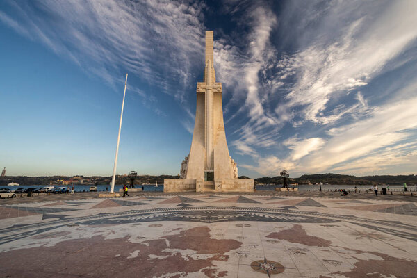 Beautiful view to historic Monument to the Discoveries in Belem area, Lisbon, Portugal