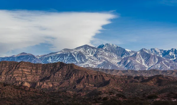 Majestatyczne Góry Potrerillos Pokryte Śniegiem Polu — Zdjęcie stockowe