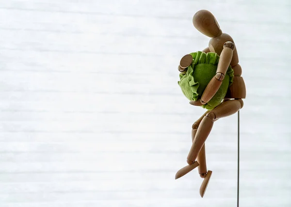 Miniature Man Bag Tea Wooden Mannequin — Zdjęcie stockowe