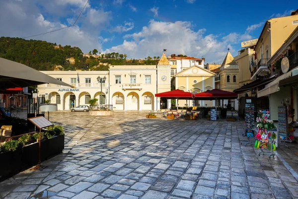 Una Las Calles Principales Ciudad Zakynthos Temprano Mañana — Foto de Stock