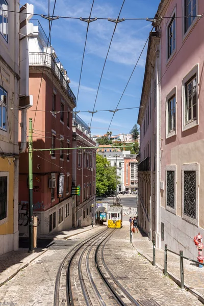 Piękny Widok Zabytkową Windę Tramwajową Budynki Centrum Lizbony Portugalia — Zdjęcie stockowe