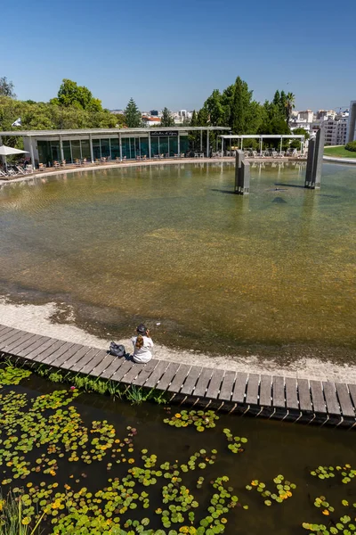 Hermosa Vista Lago Jardín Redondo Centro Lisboa Portugal — Foto de Stock