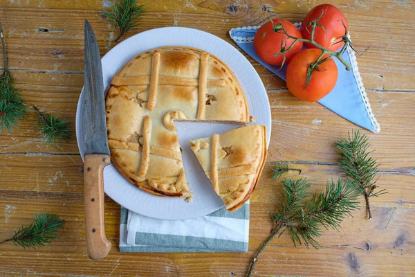 Empanada Tun Tradiční Dort Plněný Tuňákem Typickým Pro Galicii Španělsko — Stock fotografie