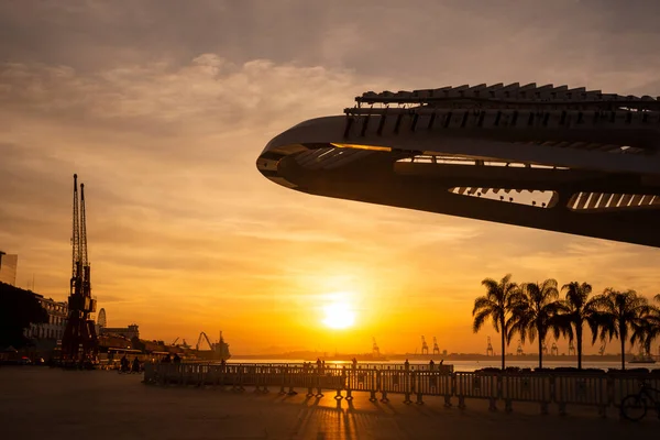 Bela Vista Pôr Sol Para Museu Arquitetura Moderna Fechado Devido — Fotografia de Stock