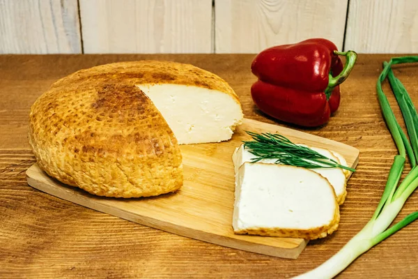 Sándwich Con Queso Pan Sobre Fondo Madera — Foto de Stock