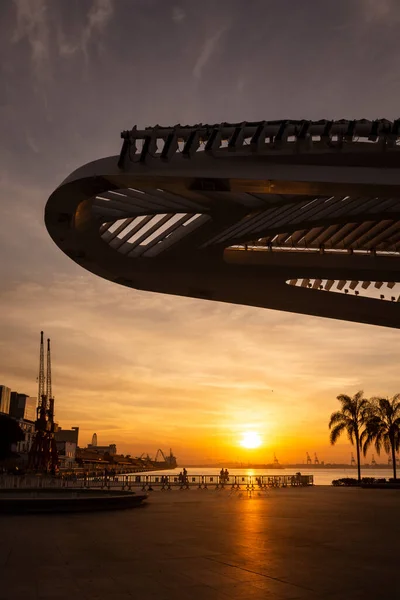 Bela Vista Pôr Sol Para Museu Arquitetura Moderna Rio Janeiro — Fotografia de Stock