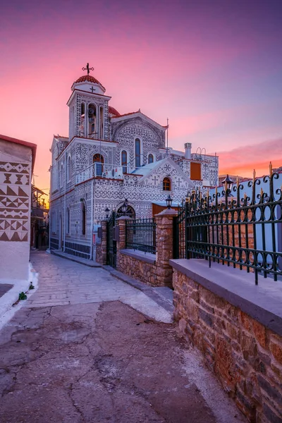 Kirche Mit Traditioneller Dekoration Dorf Pyrgi Auf Chios — Stockfoto