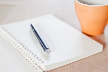 kahve fincanı, stok fotoğraf ile kalem ve spiral defter