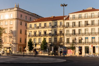 Lizbon, Portekiz 'in merkezindeki eski tarihi şehir binalarına güzel manzara