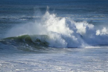 Dalgalar sahile çarpıyor.