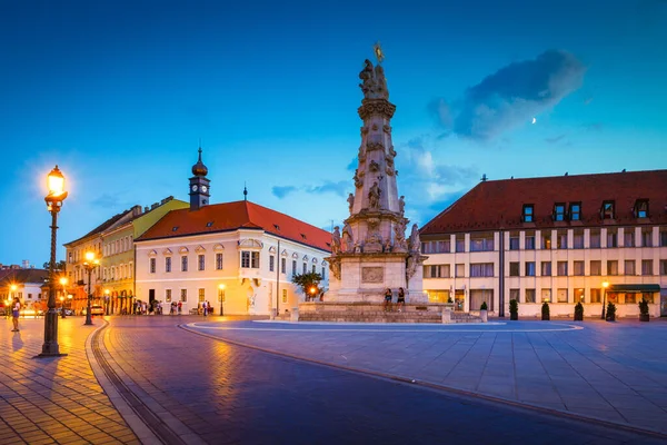 Budapest Hongrie Août 2018 Vue Soirée Place Trinity Dans Centre — Photo