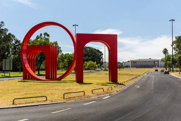 Beautiful View University Lisbon Building Red Monument Portugal — Stock Photo, Image