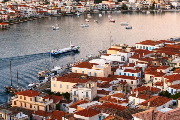 Vista Aérea Ilha Poros Aldeia Galatas Península Peloponeso — Fotografia de Stock