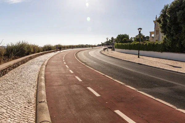 Budynki Nad Oceanem Ścieżka Rowerowa Domy Cascais Pobliżu Lizbony Portugalia — Zdjęcie stockowe