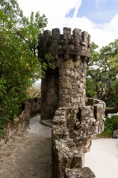 Bela Vista Para Antiga Torre Histórica Castelo Jardim Quinta Regaleira — Fotografia de Stock