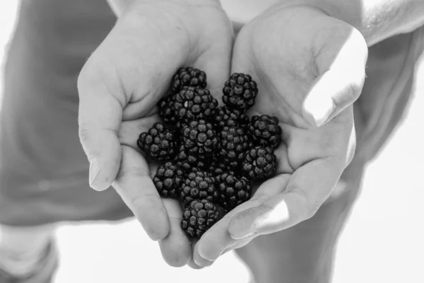 Close Hand Holding Handful Black White — Fotografia de Stock