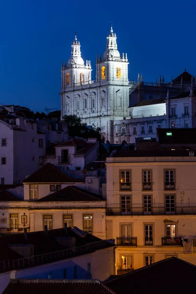 Vacker Utsikt Över Gamla Historiska Stadsbyggnader Centrala Lissabon Portugal — Stockfoto