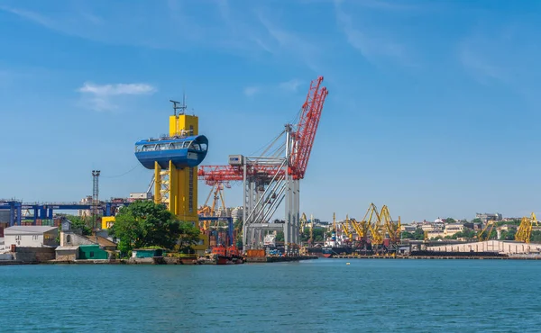Odessa Ukraina 2020 Widok Morza Portu Towarowego Terminalu Kontenerowego Odessie — Zdjęcie stockowe