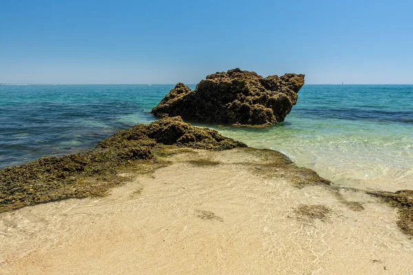 Prachtig Uitzicht Natuurlijk Groen Strand Zonnige Dag Nabij Setubal Lissabon — Stockfoto