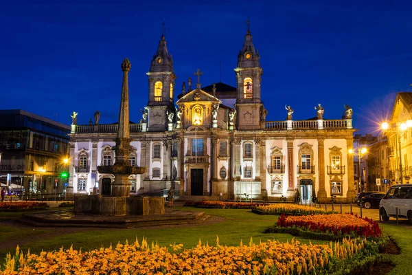 Vacker Utsikt Över Historiska Gamla Kyrkan Centrala Braga Portugal — Stockfoto