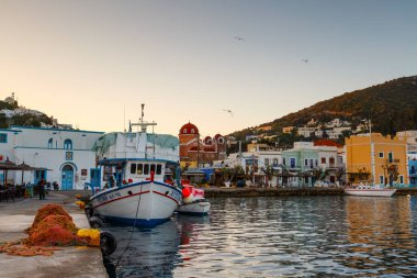 Yunanistan 'ın Leros adasındaki Agia marina köyünün limanı