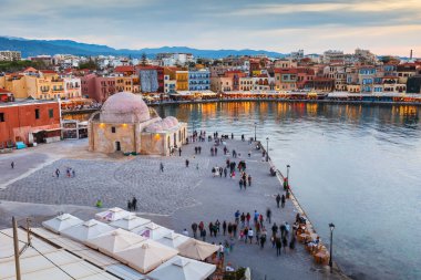 Yunanistan 'daki şehir limanının güzel manzarası