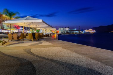 Yunanistan 'daki şehir limanının güzel manzarası