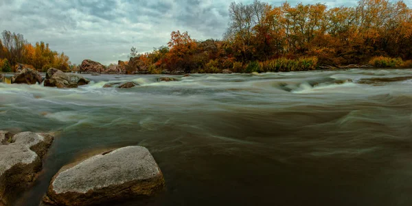 Schöne Aussicht Auf Den Fluss Wald Vor Naturkulisse — Stockfoto