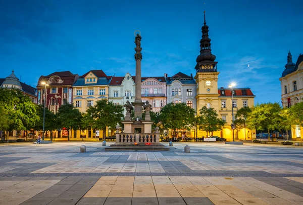 Ostrava Srpna 2018 Pohled Staré Ostravské Náměstí Při Západu Slunce — Stock fotografie