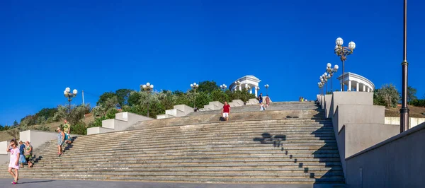 Chernomorsk Ucrânia 2020 Escadas Marítimas Parque Beira Mar Para Praia — Fotografia de Stock