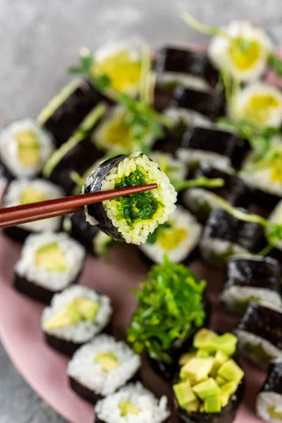 Top Pohled Klasické Japonské Jídlo Sushi — Stock fotografie