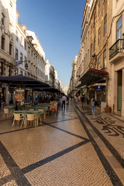 Piękny Widok Turystyczne Budynki Augusta Street Centrum Lizbony Portugalia — Zdjęcie stockowe
