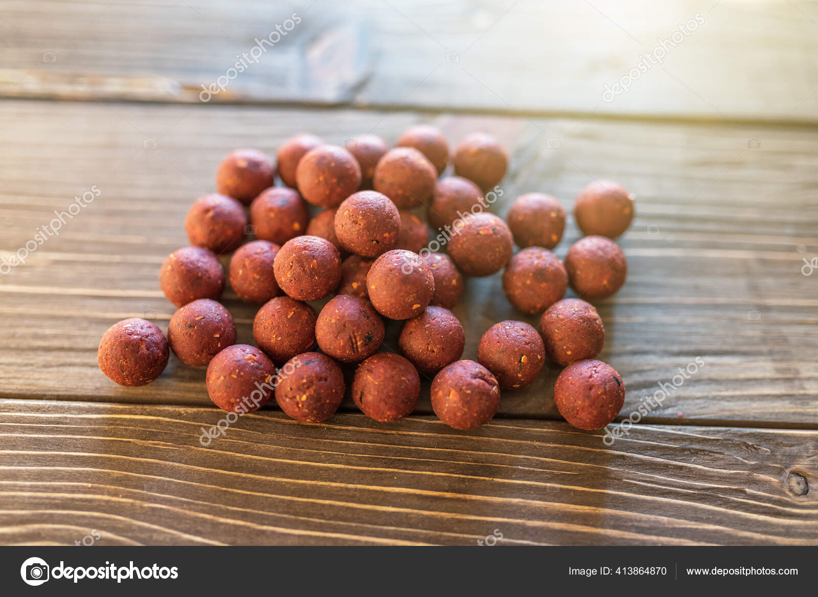 Carp Fishing Different Carp Boilies Accessories Carp Fishing Isolated  Wooden Stock Photo by ©Cavan 413864870