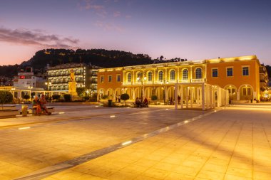 Solomon Meydanı, Zakynthos kasabası, Yunanistan.