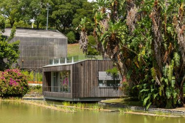 Eduardo VII Park 'taki yeşil alana güzel manzara, merkez Lizbon, Portekiz