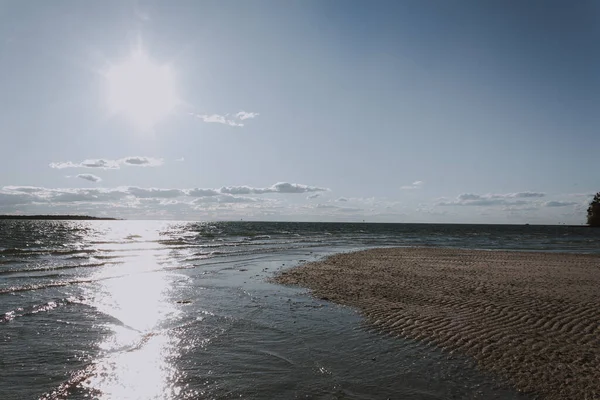 Ландшафтний Захід Сонця Білому Піщаному Пляжі — стокове фото