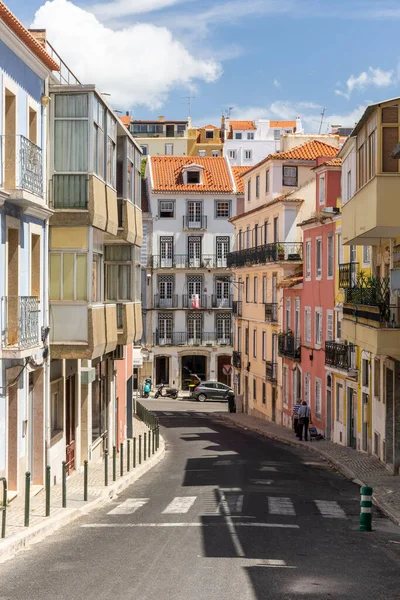 Lizbon Portekiz Merkezindeki Eski Tarihi Şehir Binaları Caddelerine Güzel Manzara — Stok fotoğraf
