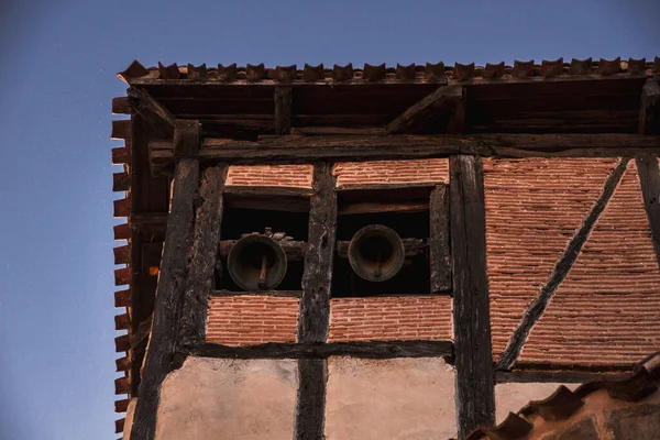 Detalhe Dos Sinos Igreja Covarrubias Uma Aldeia Burgos Espanha — Fotografia de Stock