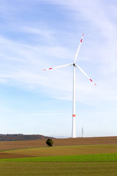 Windmill Field Blue Sky — Stock Photo, Image