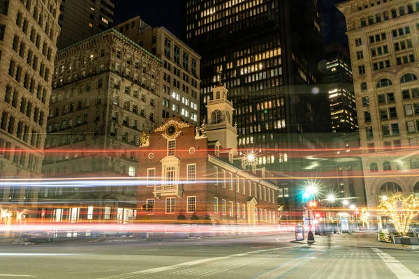 Hermosa Vista Nocturna Ciudad Boston Massachusetts — Foto de Stock